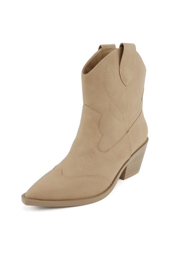 Women’s Incity Pointed Toe Western Ankle Boot (Camel, 7)