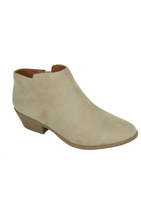 Women's MUG Western Style Fashion Ankle Boots with Side Zipper - Light Wheat Suede - 9