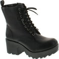 thumbnail image 1 of Soda Women's Magpie Faux Leather Lace-Up Combat Mid Heel Military Ankle Boots, 1 of 4