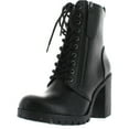 thumbnail image 1 of Soda Women's Malia Faux Leather Lace Up Chunky Ankle Boot, 1 of 4