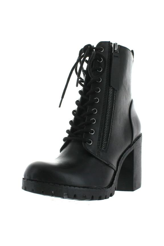Women's Malia Faux Leather Lace Up Chunky Ankle Boot