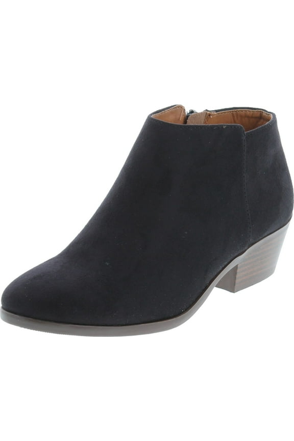 Women's Mug Round Toe Faux Suede Stacked Heel Western Ankle Bootie