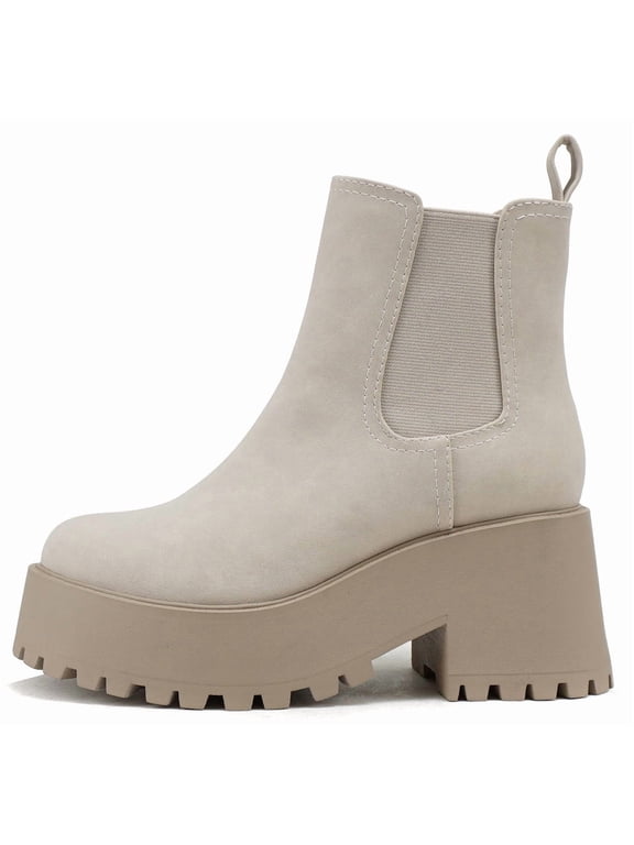 Women’s Platform Chelsea Ankle Boots – Lug Sole Chunky Heel Booties, Slip On Elastic Side Fashion Boots, Combat Inspired Platform Shoes INSTANT 9