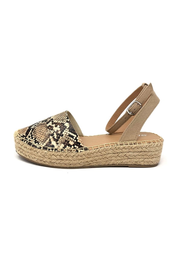 Womens Ankle Wrap Espadrille Flat D'Orsay Sandal Topic Snake (7.5)
