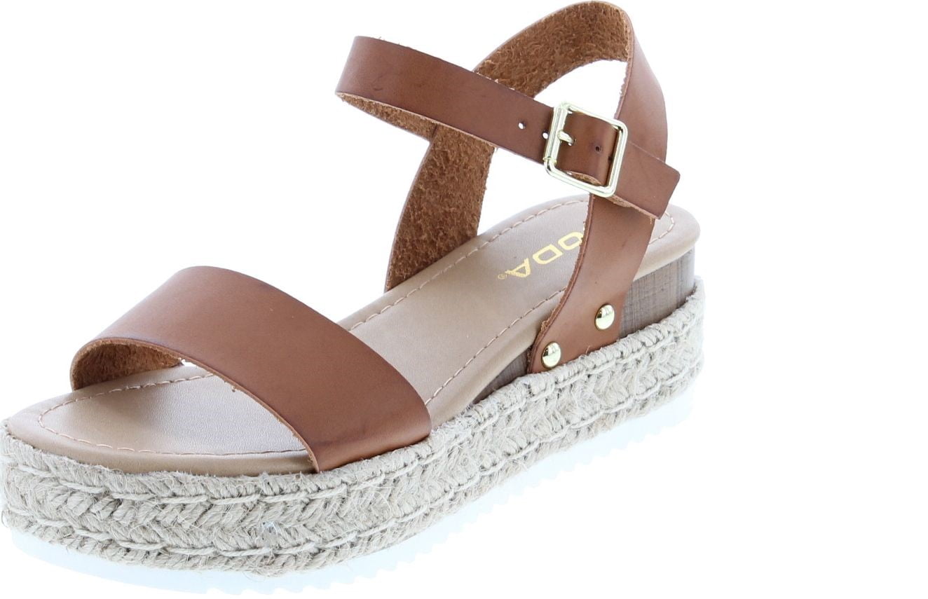 Soda Womens Casual Clip Espadrilles Trim Flatform Studded Wedge Buckle Ankle Strap Sandals Walmart