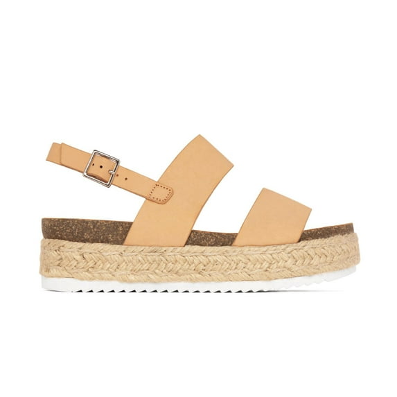 Soda Womens Kazoo Casual Espadrilles Trim Rubber Sole Wedge Sandals (6.5, nude)