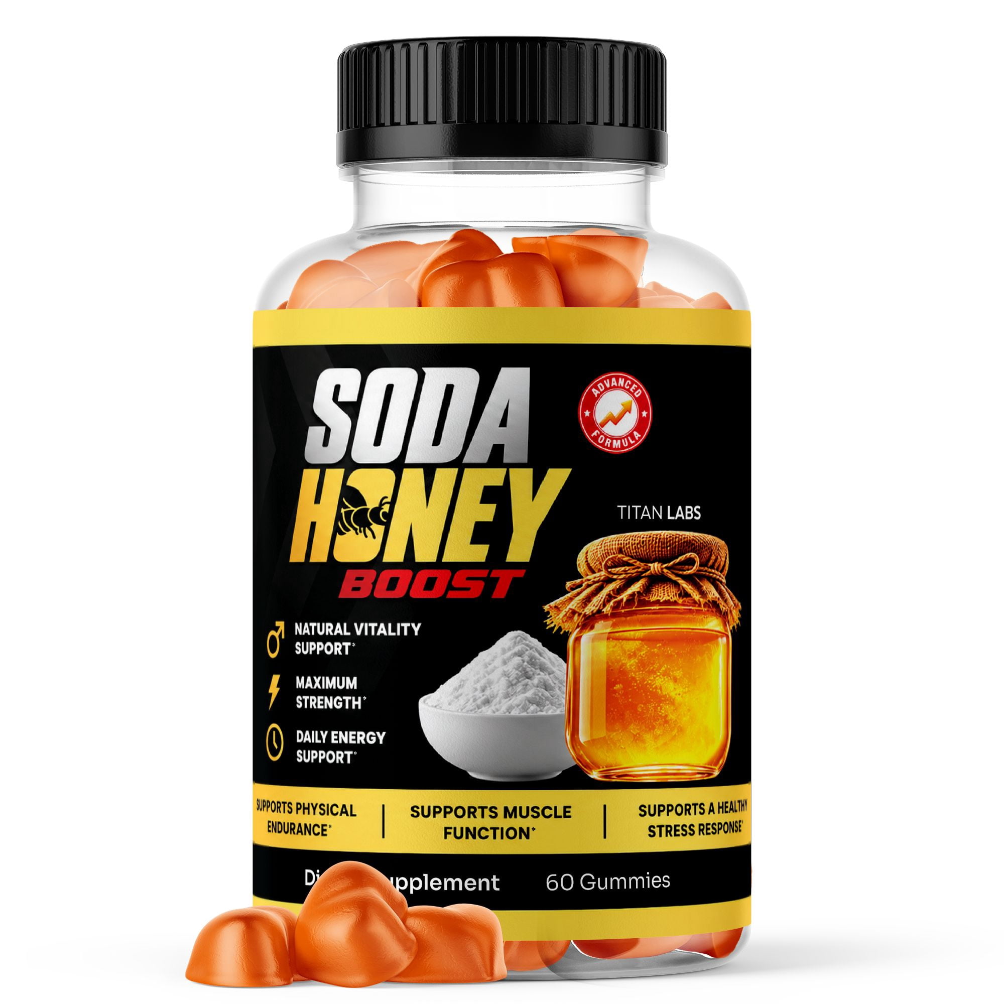 SodaHoney Boost ACV Male Gummies Advanced Formula Vitamin Supplement (1 Pack)