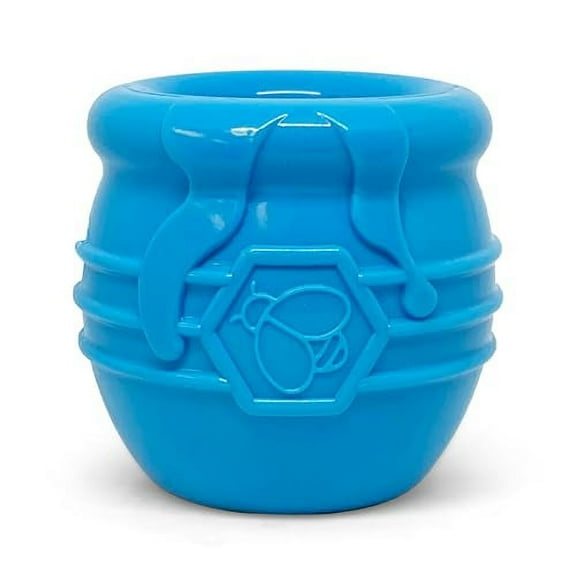SodaPup Durable PUP-X Honey Pot Rubber eCupTreat Dispenser and Enrichment Toy, L, Blue