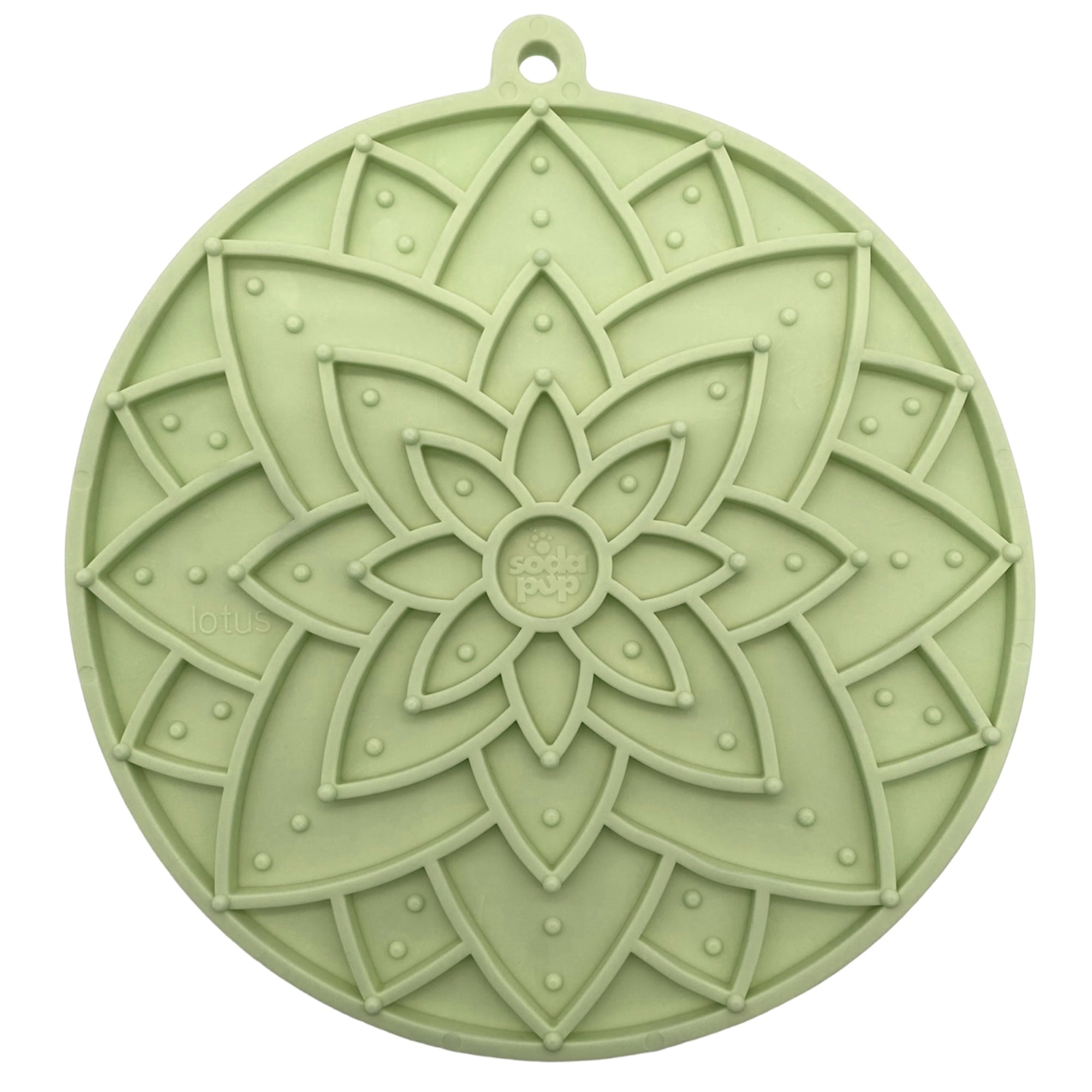 SodaPup Lotus eMat Enrichment Lick Mat with suction cups, L, Light Green