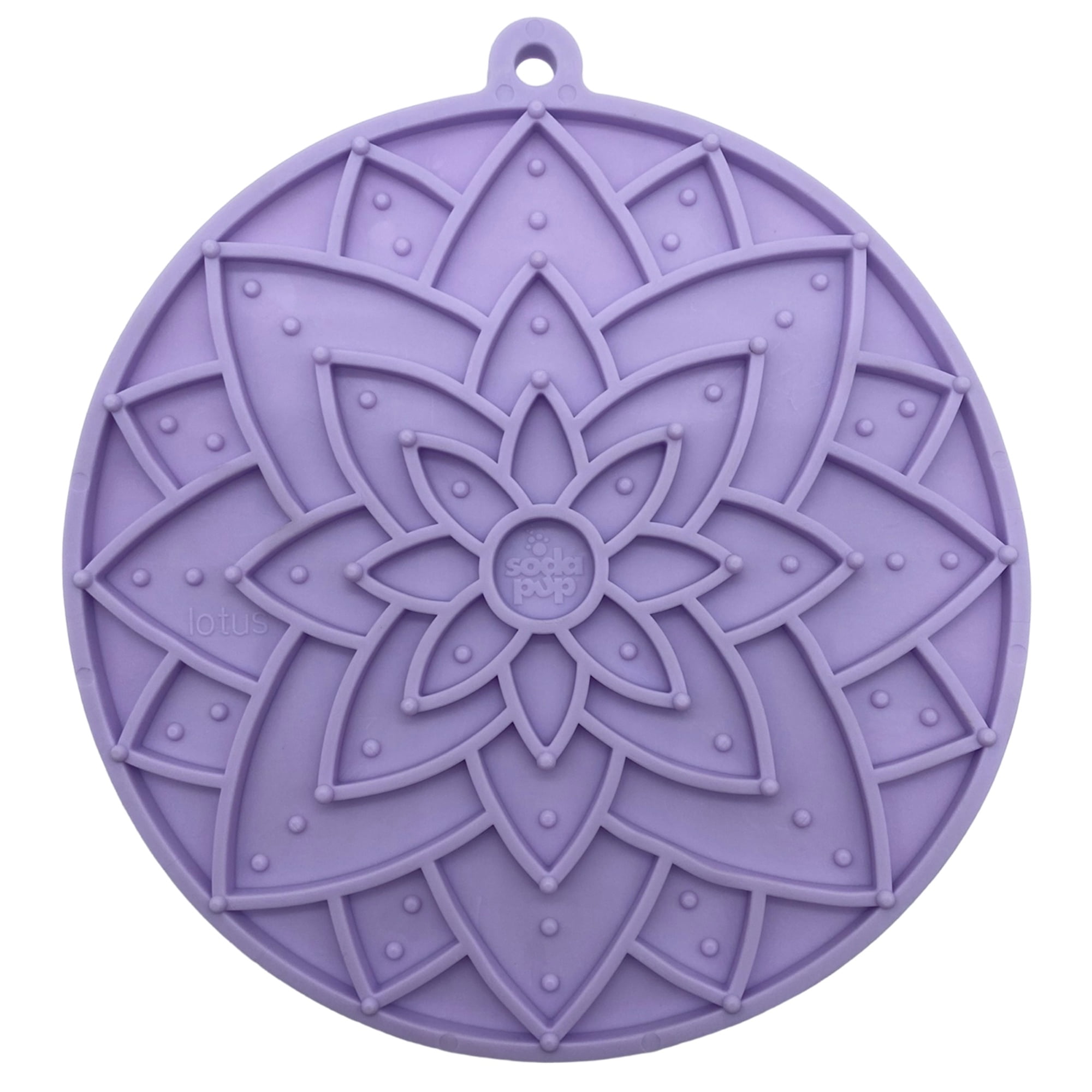 SodaPup Lotus eMat Enrichment Lick Mat with Suction cups, L, Light Purple