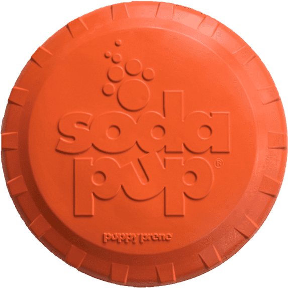 SodaPup - Natural Rubber Bottle Top Flyer - Dog Flying Disc - Fetch Toy - Orange - Small