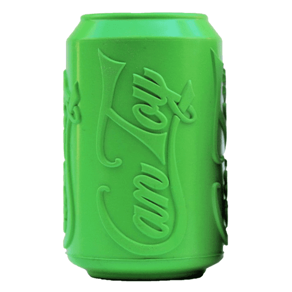 SodaPup - Natural Rubber Soda Can Dog Chew Toy - Treat Dispenser - Slow Feeder - for Heavy Chewers - Lemon Lime - Large