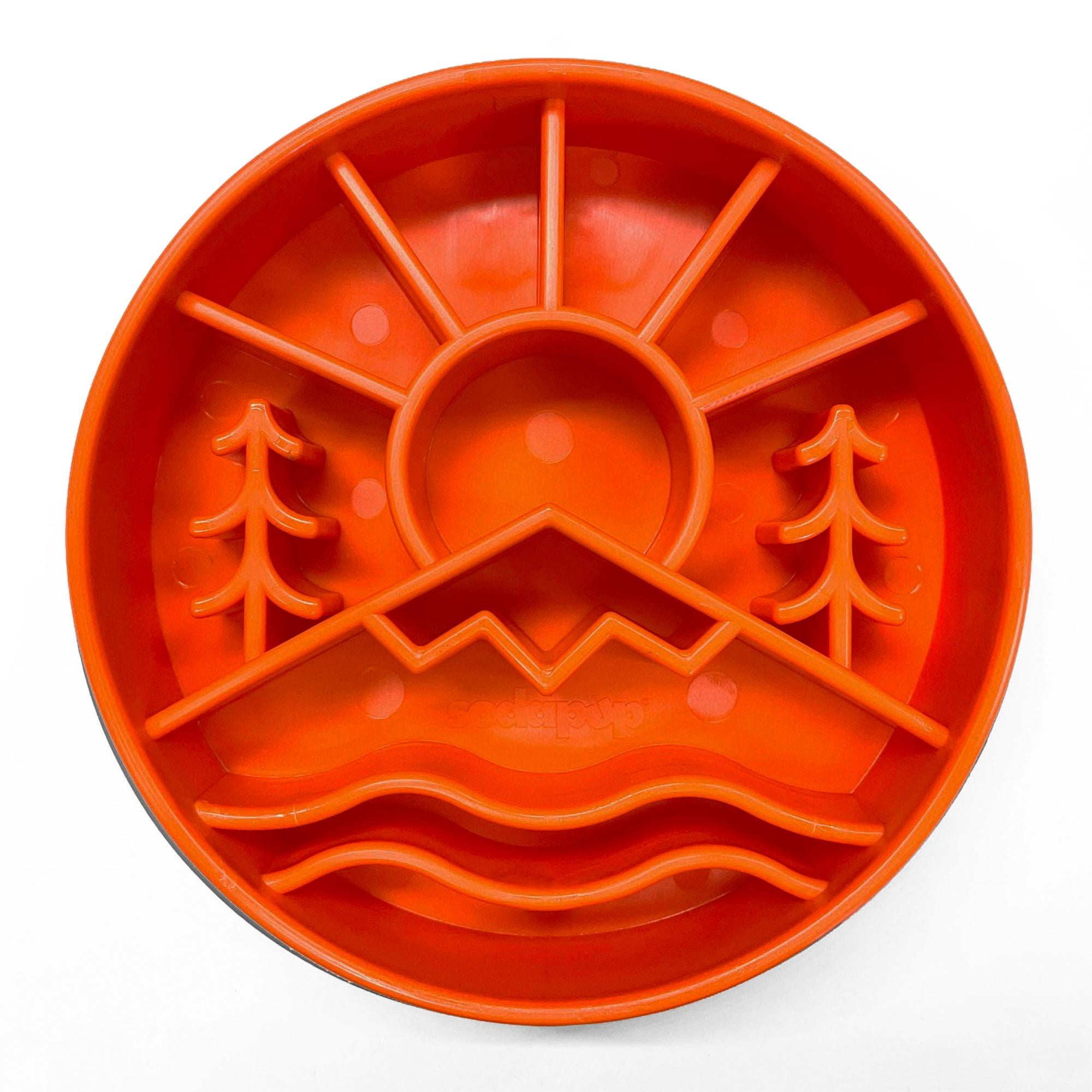 Sodapup Great Outdoors Design eBowl Enrichment Slow Feeder Bowl for Dogs, L, Orange
