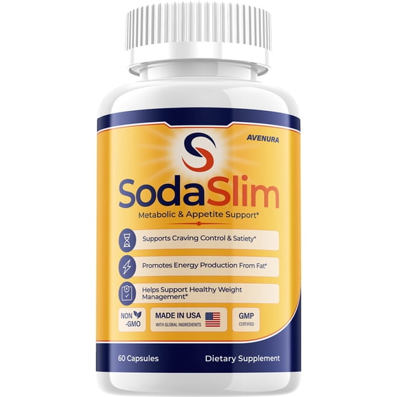 SodaSlim Capsules Soda Slim Pills Advanced Blend Formula, Extra Strength, 1 Pack, 60 Capsules