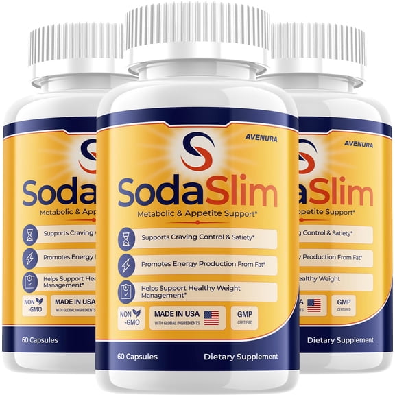SodaSlim Capsules – Soda Slim Pills Advanced Blend Formula, Extra Strength, 3 Pack, 180 Capsules