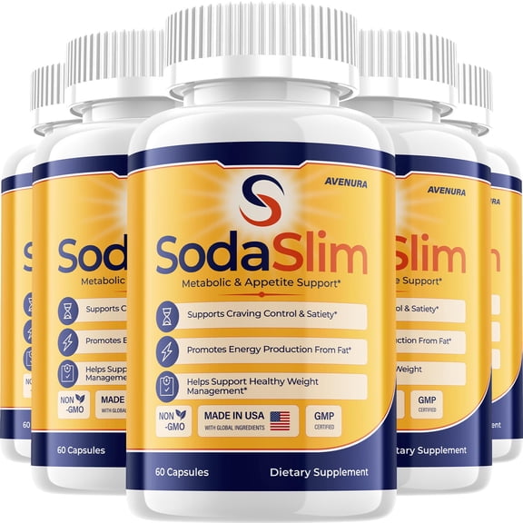 SodaSlim Capsules Soda Slim Pills Advanced Blend Formula, Extra Strength, 5 Pack, 300 Capsules