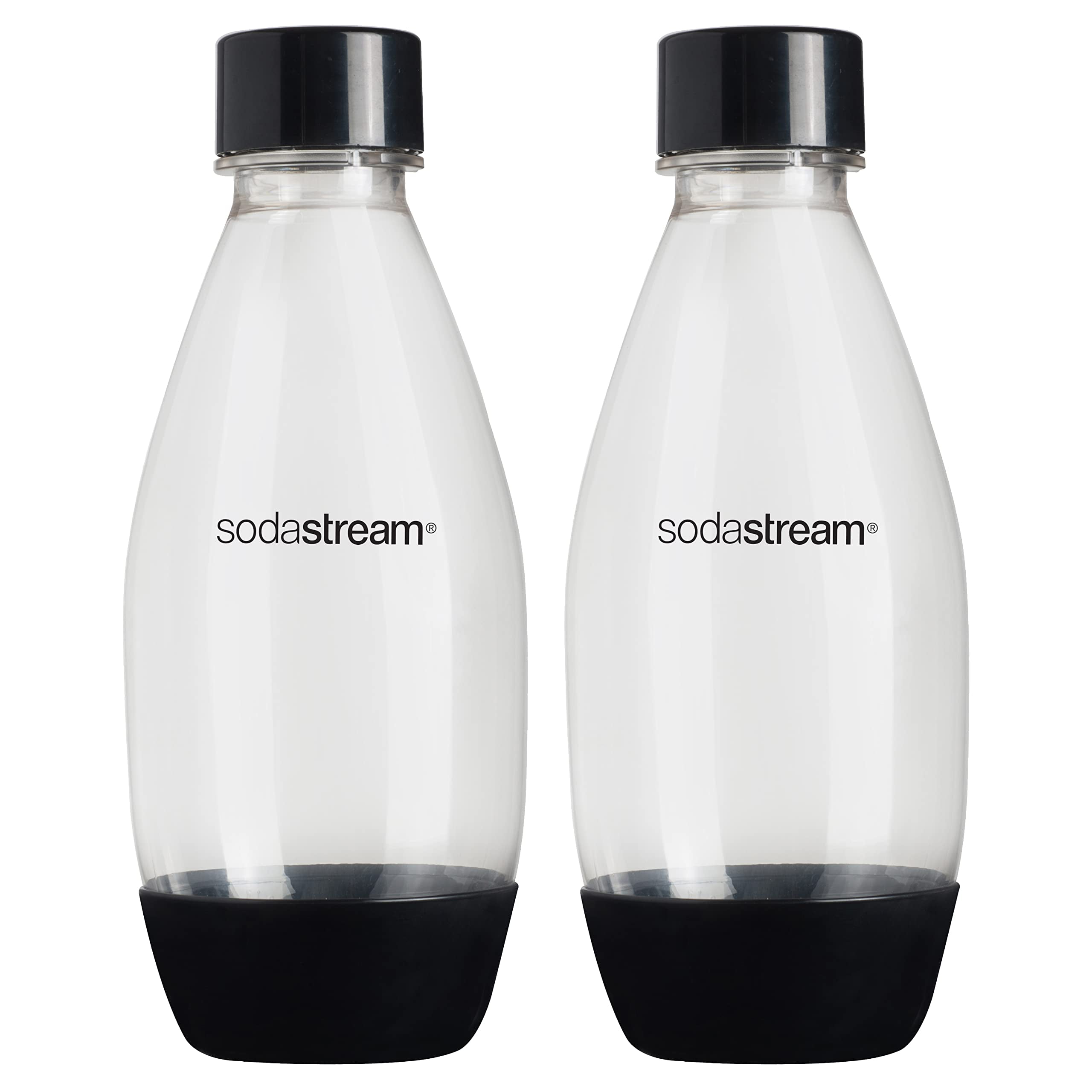 SodaStream 0.5L Twin Pack Dishwasher Safe Slim Bottle (Black) (Pack of 2)