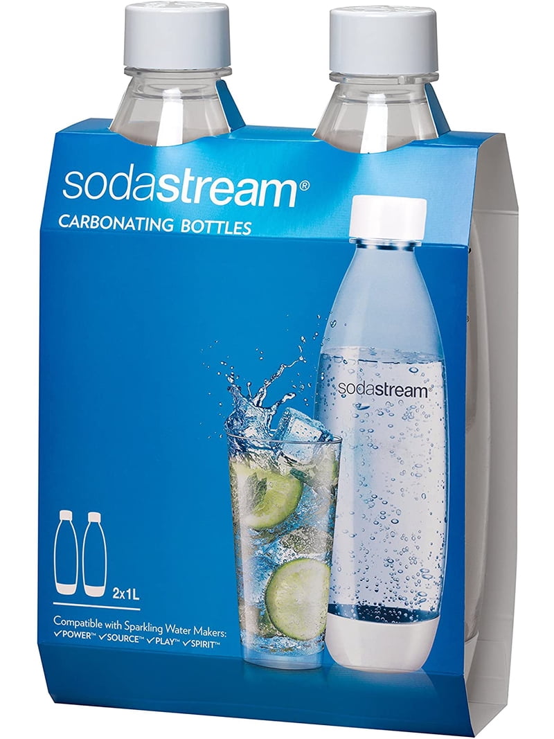 SodaStream 1 Liter Carbonating Bottles, Twin Pack, White