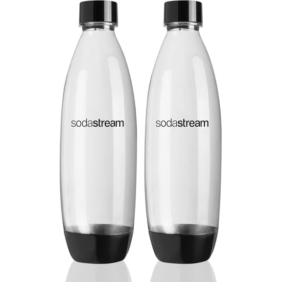 sodastream 1L Slim Carbonating Bottles, 2pk, Black