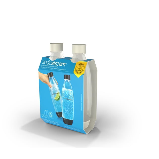 SodaStream 1 Liter Bottle - Dishwasher Safe Plastic Bottle With Stainless Steel Lid & Base