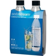 SodaStream 1 Liter Slim Black Carbonating Bottle, 2 Pack