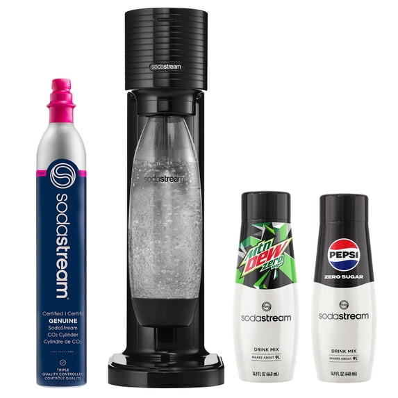 Sodastream® Black Gaia™ Sparkling Water Maker Bundle with Pepsi® Zero Flavor Mix and Mtn Dew® Zero Flavor Mix