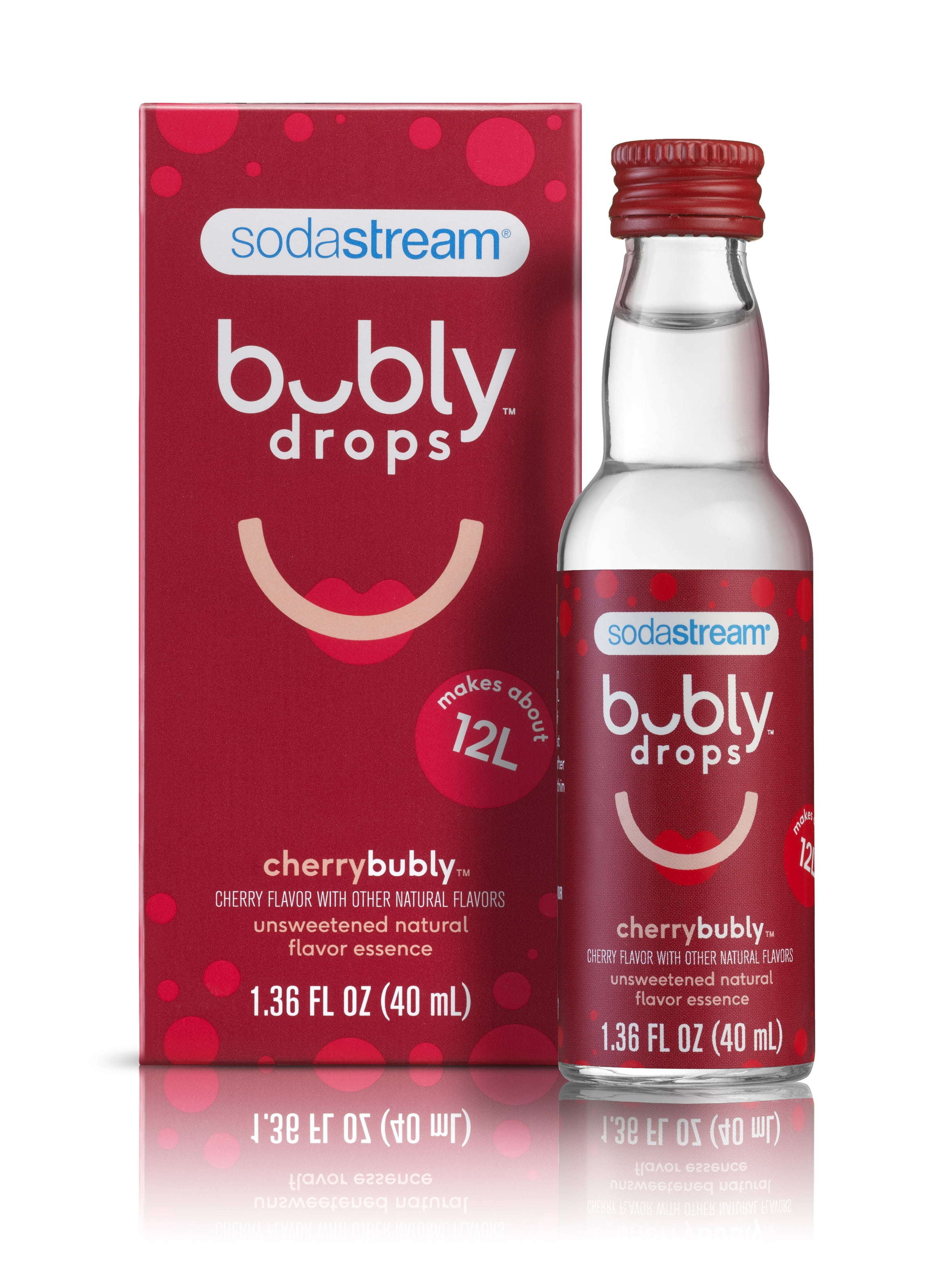 SodaStream Bubly Drops Cherry Flavored Sparkling Water Flavor Mix, 1.36