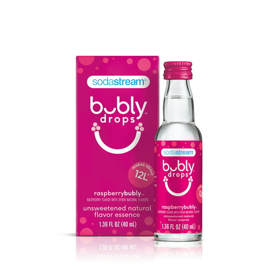 SodaStream Bubly Drops Raspberry Flavored Sparkling Water Flavor Mix, 1.36 fl Oz