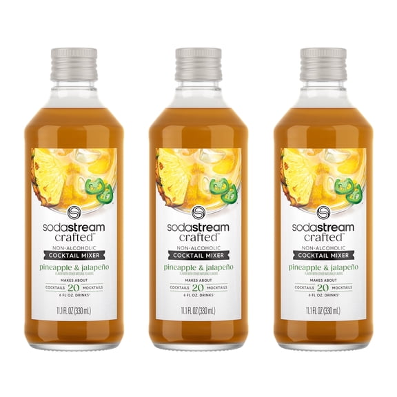 sodastream 11.1oz Crafted Mixers Pineapple Jalapeno Cocktail Drink Mix, 3pk