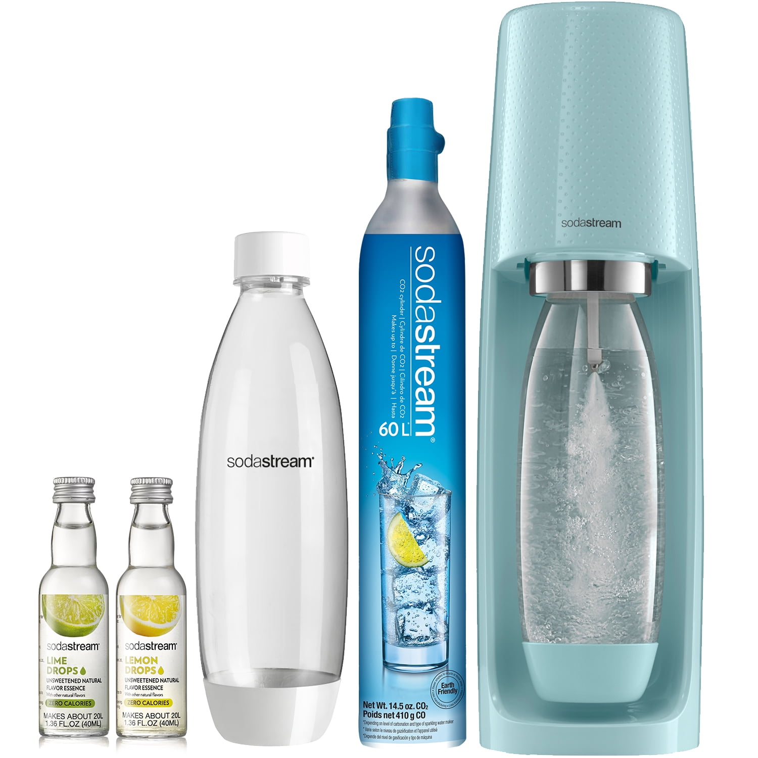 SodaStream Fizzi Sparkling Water Maker (Black) Bundle with CO2, 2 BPA free  Bottles and 2 Fruit Drops 