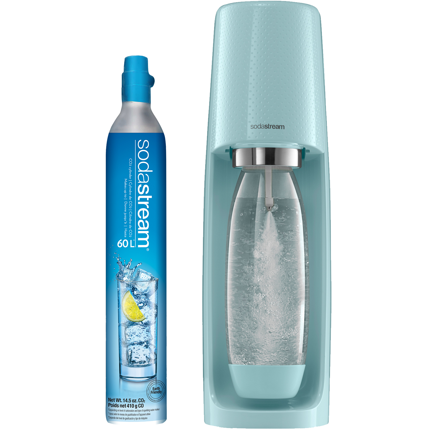SodaStream Fizzi Sparkling Water Maker (Icy Blue) with CO2 and BPA free Bottle - image 1 of 7