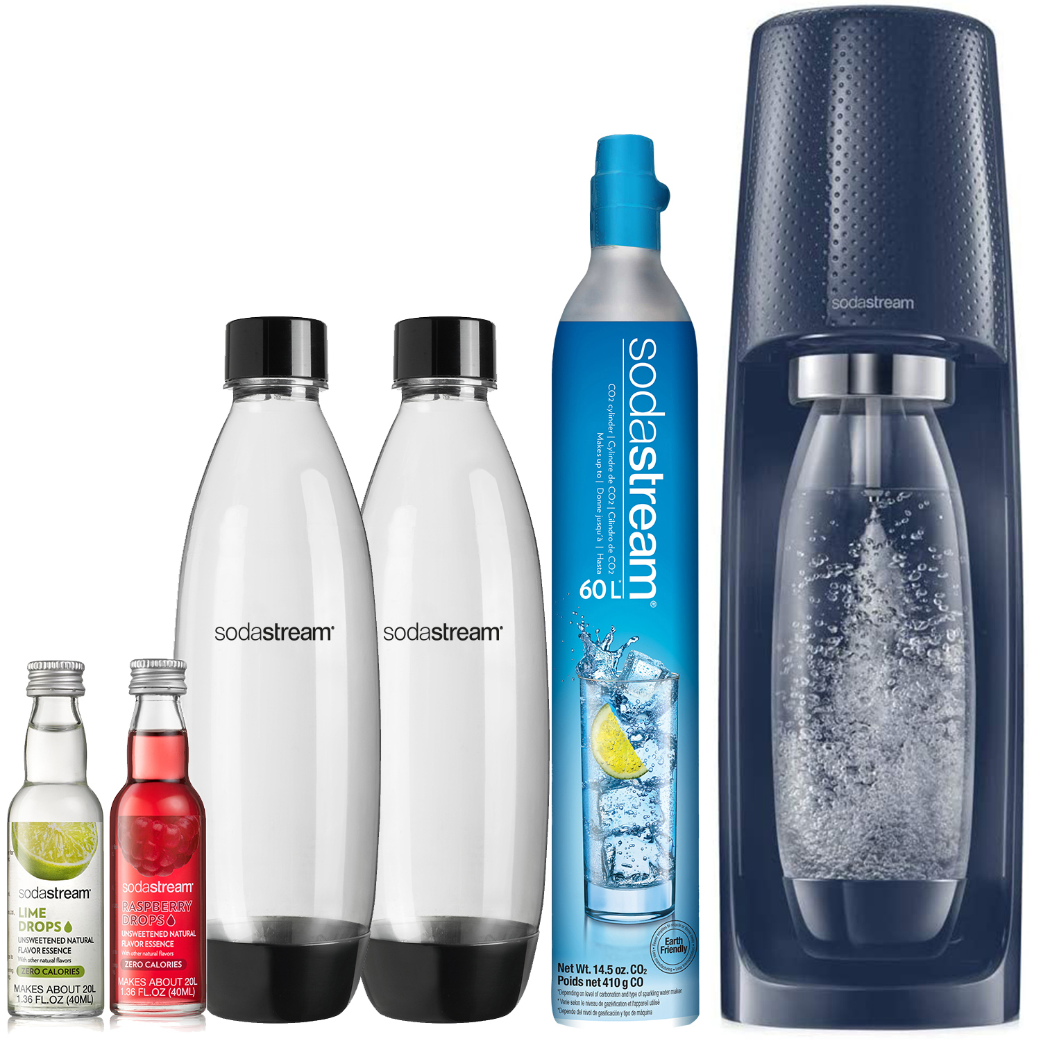 SodaStream Fizzi Sparkling Water Maker (Navy) Bundle with