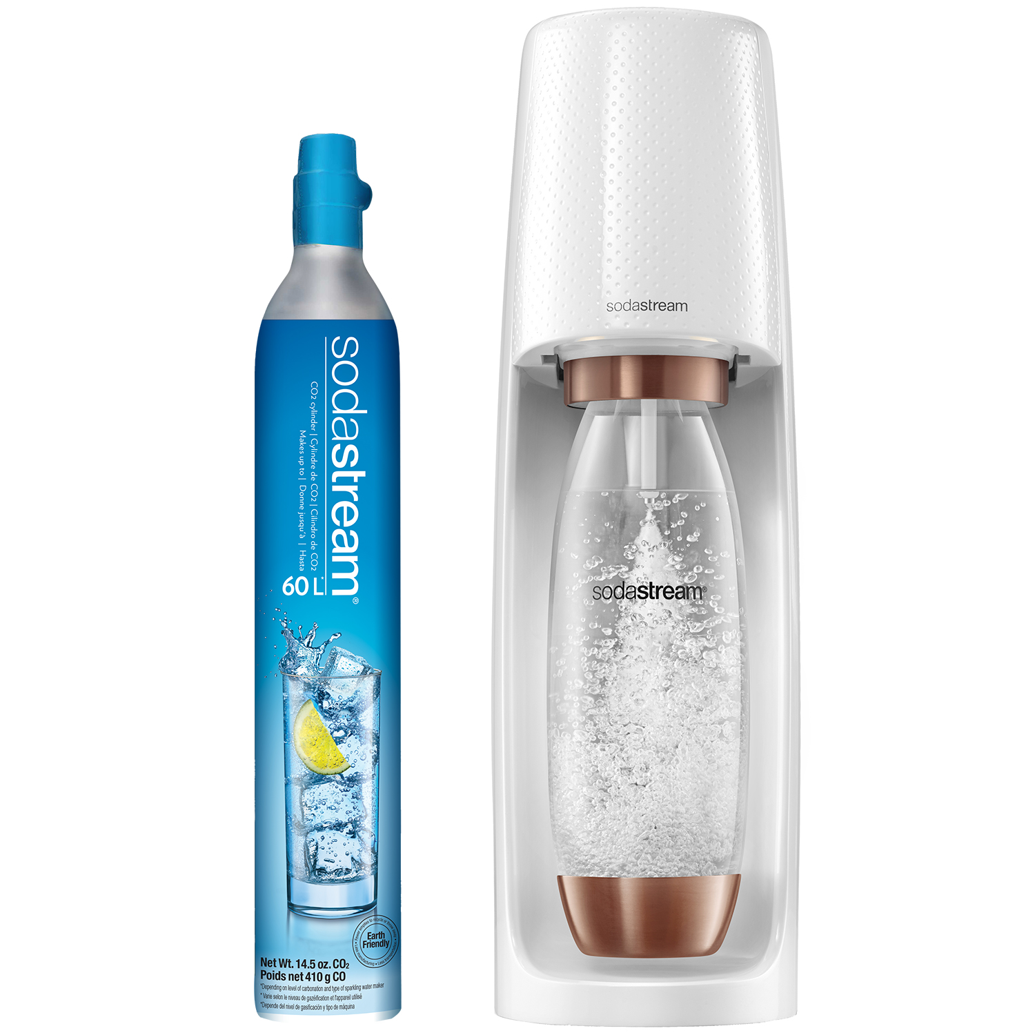 SodaStream Fizzi Sparkling Water Maker (White and Rose Gold) with CO2 and BPA free Bottle - image 1 of 7
