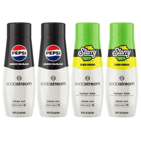 SodaStream Pepsi, Starry Zero Soda Mix Variety Pack, 14.9 fl oz. Pack of 4 - (Pack of 2)