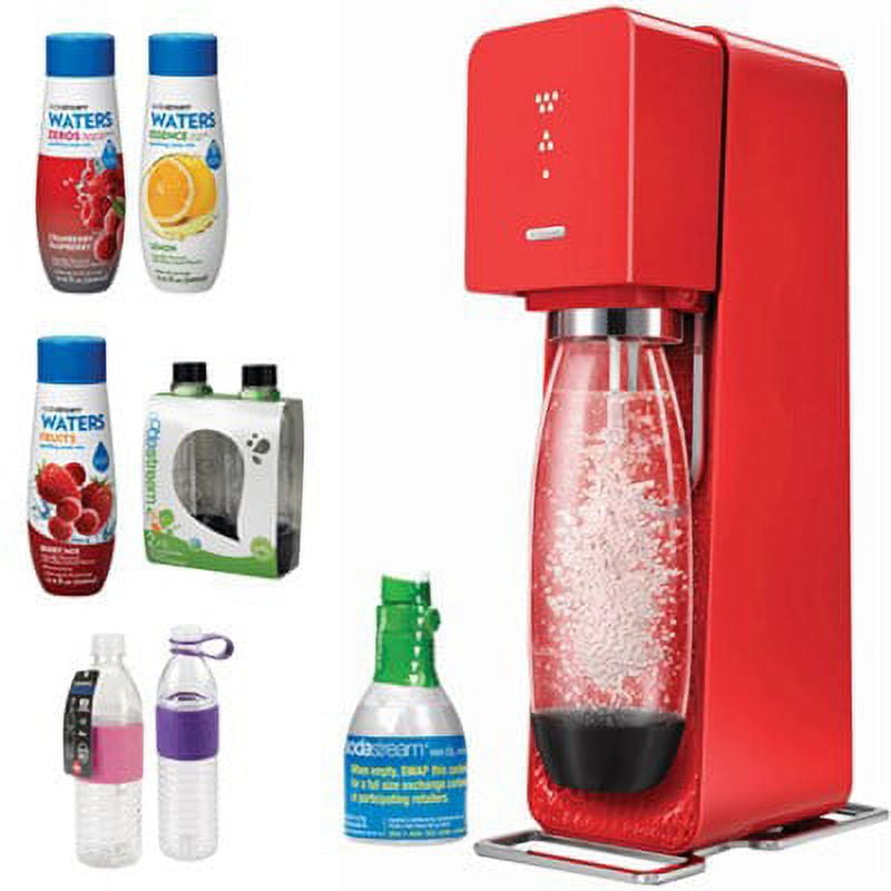 SodaStream Source Home Soda Maker Kit, Red Incl, 1L Carb Bottles, 2