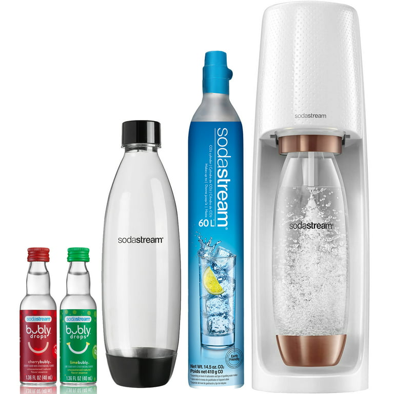 SodaStream Sparkling Water Maker (Rose Gold) Bundle with CO2, 2 BPA free  Bottles and 2 bubly Drops 