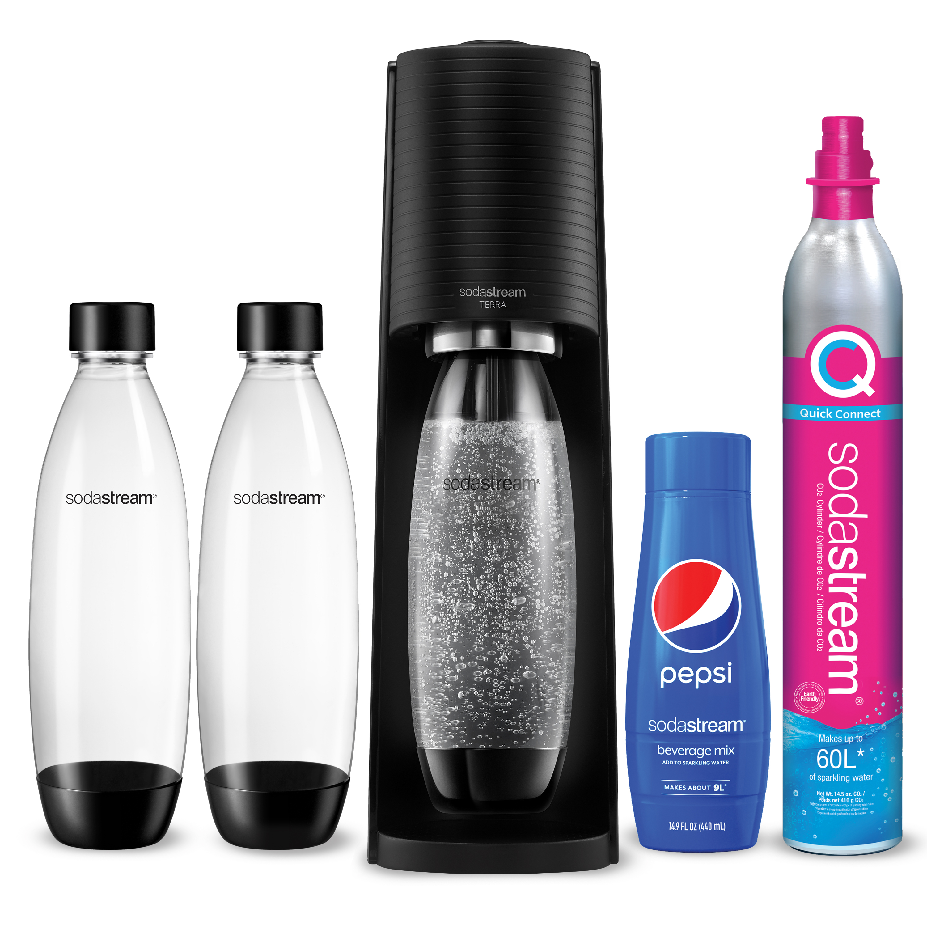 SodaStream Terra Black Sparkling Water Maker Bundle Pepsi 440ml 