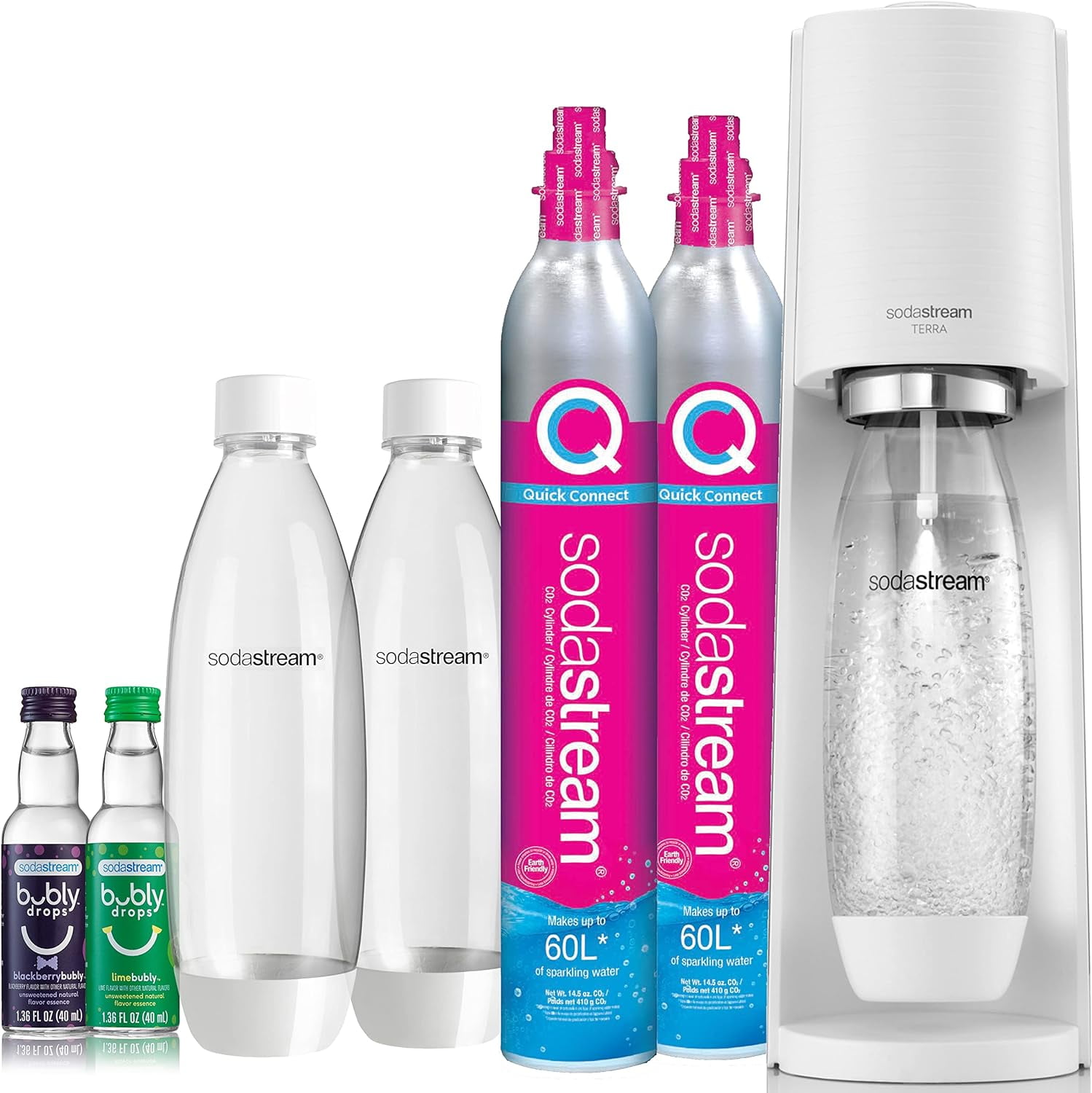 SodaStream Terra Sparkling Water Maker Bundle (White), with CO2