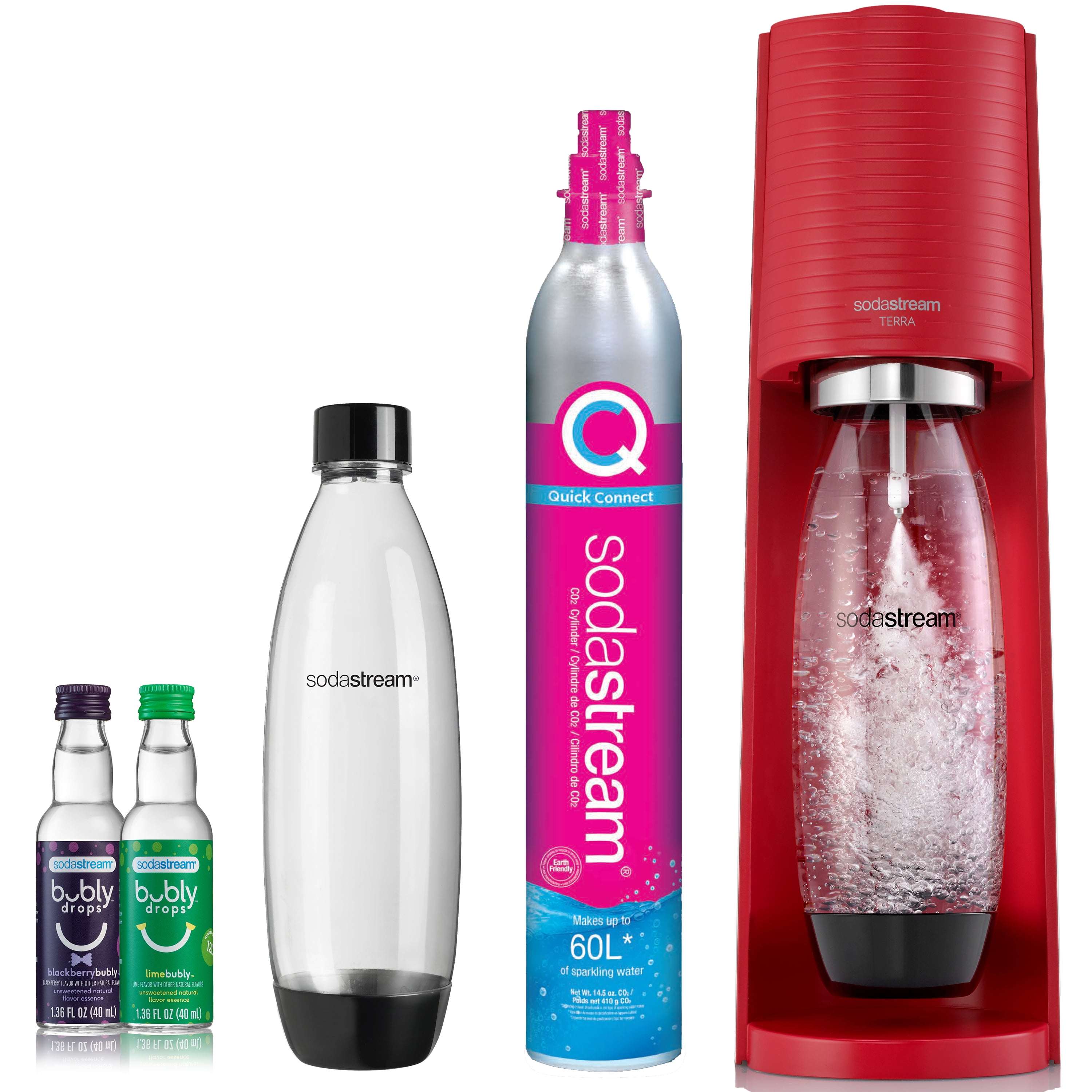 SodaStream Terra Sparkling Water Maker Bundle with CO2, 2 Bottles and 2  bubly Drops Flavoring