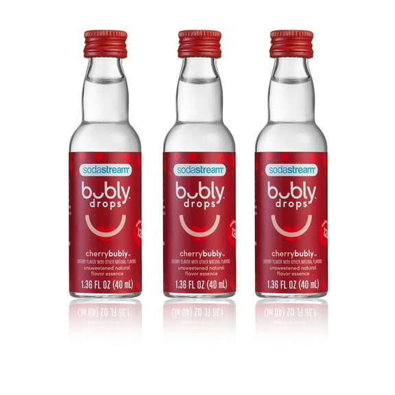 SodaStream bubly drops Cherry Sparkling Water Drink Mix, 1.36 oz, 3 Pack Bottles