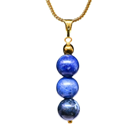 Sodalite Bead Necklace - Golden Necklace Pendant Jewelry for Women