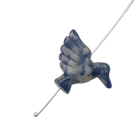 Sodalite Dove Bird Animal Figurine/Worry Stone | 25x14x7.5mm | Blue White | 1 Figurine