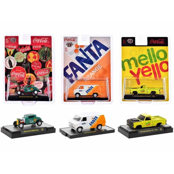 "Sodas" Set of 3 pieces Release 40 Limited Edition to 9250 pieces Worldwide 1/64 Diecast Model Cars by M2 Machines