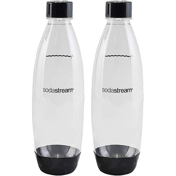 Sodastream 1L Twin Pack Dishwasher Safe Slim Bottle (Black)