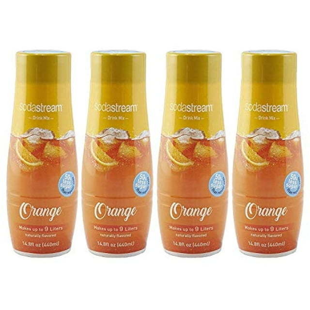 SodaStream Orange Flavor Drink Mix, 14.8 Fl Oz, Pack of 4, Less Sugar