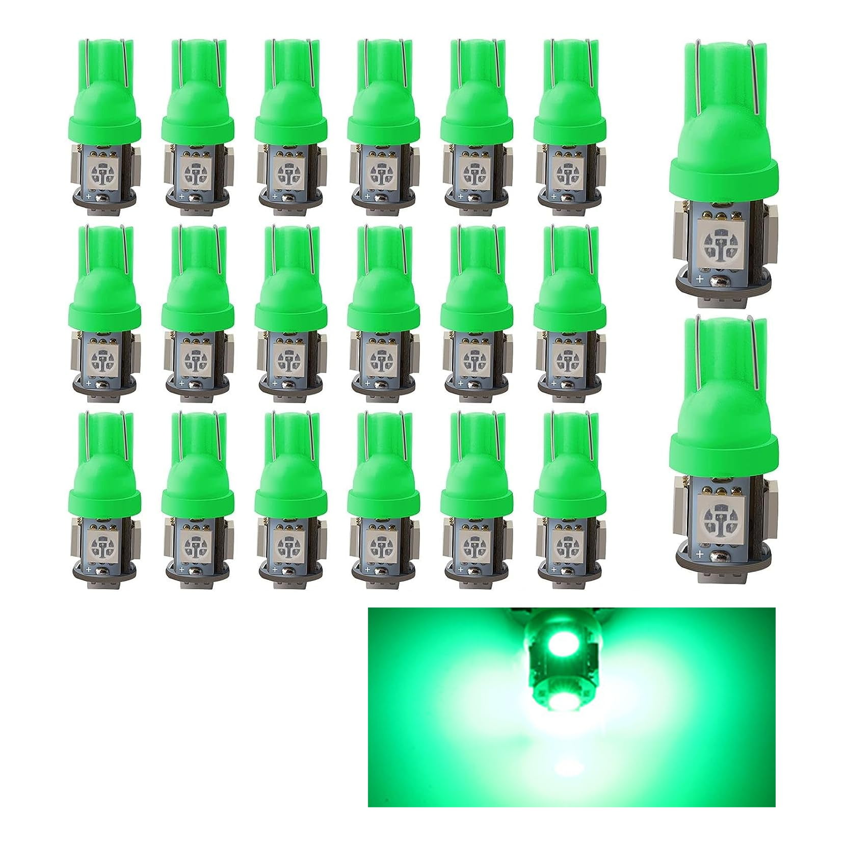 Sodcay 20 PCS T10-5050-5SMD Car Bright LED Width Indicator Light, 10MM ...