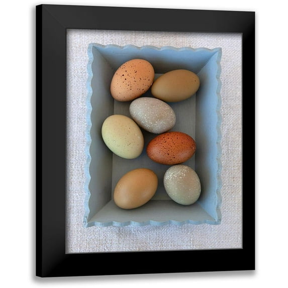 Soderman, Tania 12x14 Black Modern Framed Museum Art Print Titled - Rainbow Eggs in Blue Box