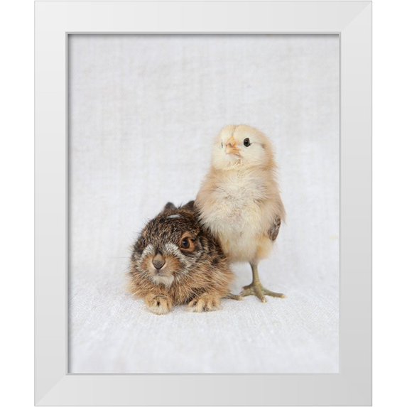 Soderman, Tania 26x32 White Modern Wood Framed Museum Art Print Titled - Chick And Baby Rabbit