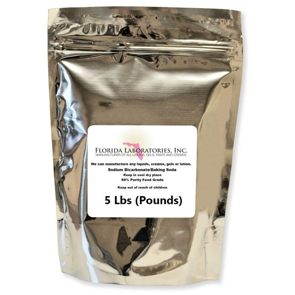 Sodium Bicarbonate, 5 Lbs (Pounds), USP Food Grade, Bath Bomb, Fizzes, Baking Soda