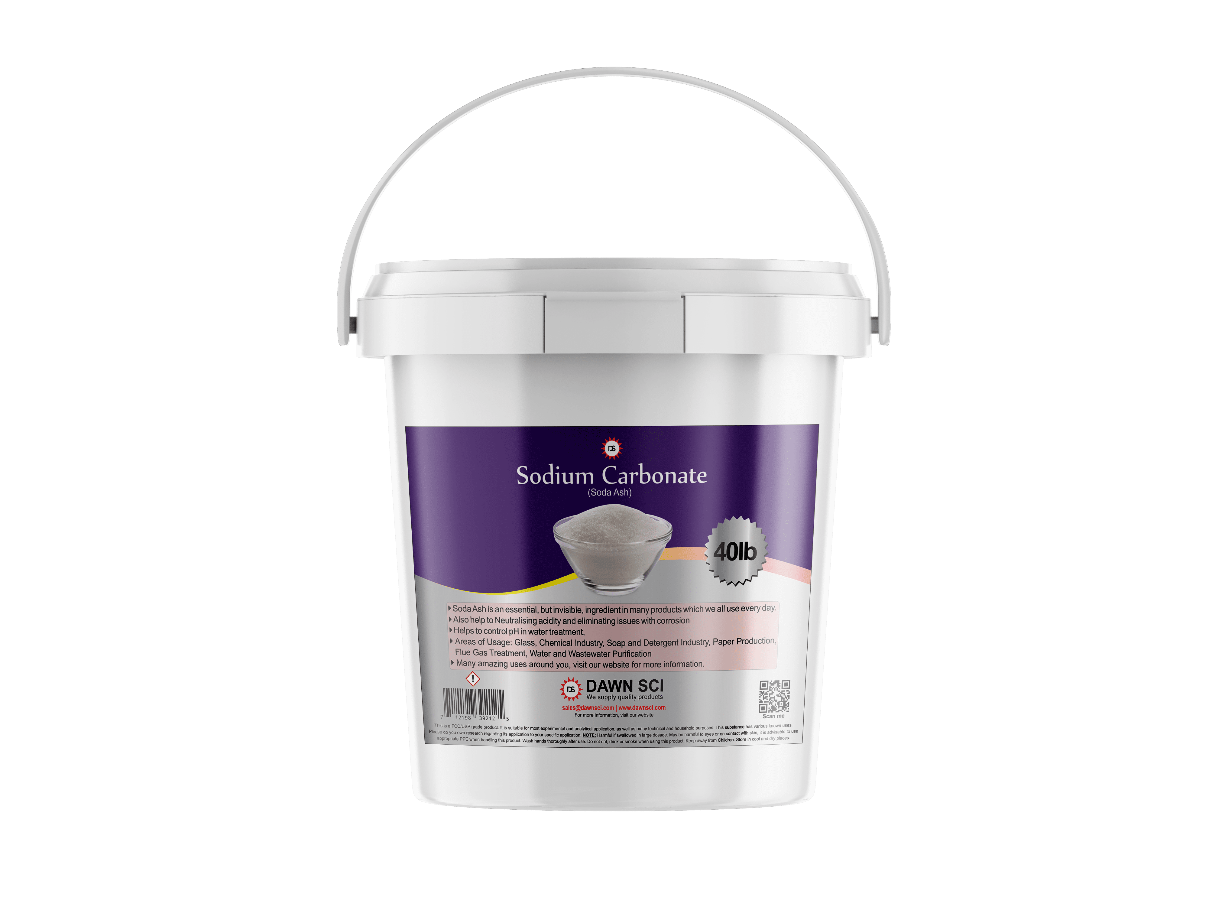 Sodium Carbonate, Soda Ash Na2CO3 PH Adjust Spa Pool Cleaning . 40LB